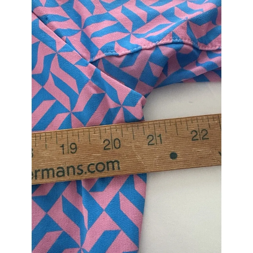 Sport Haley 1/4 Zip Shirt Size L Pink Blue Geometric Mesh Inset Pickleball Golf Size L - Image 8
