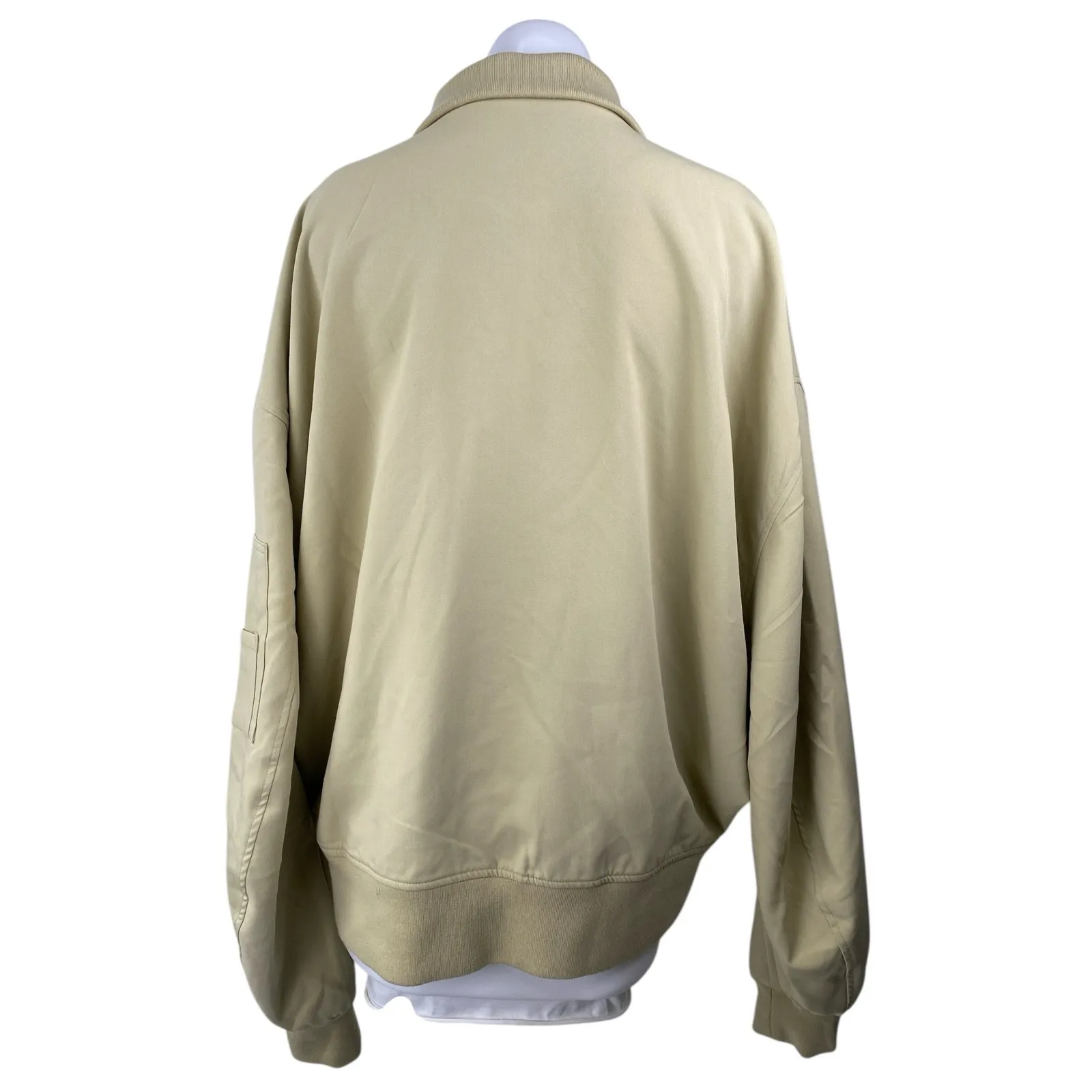 WeWoreWhat Khaki Tan Twill Collared Long Sleeve Full Zip Bomber Coat Jacket Sz M - Image 2