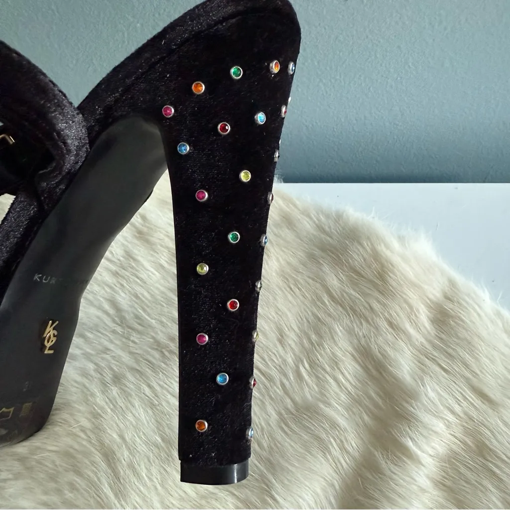 Kurt Geiger London Molten Velvet Stud Platform Heels - Image 15