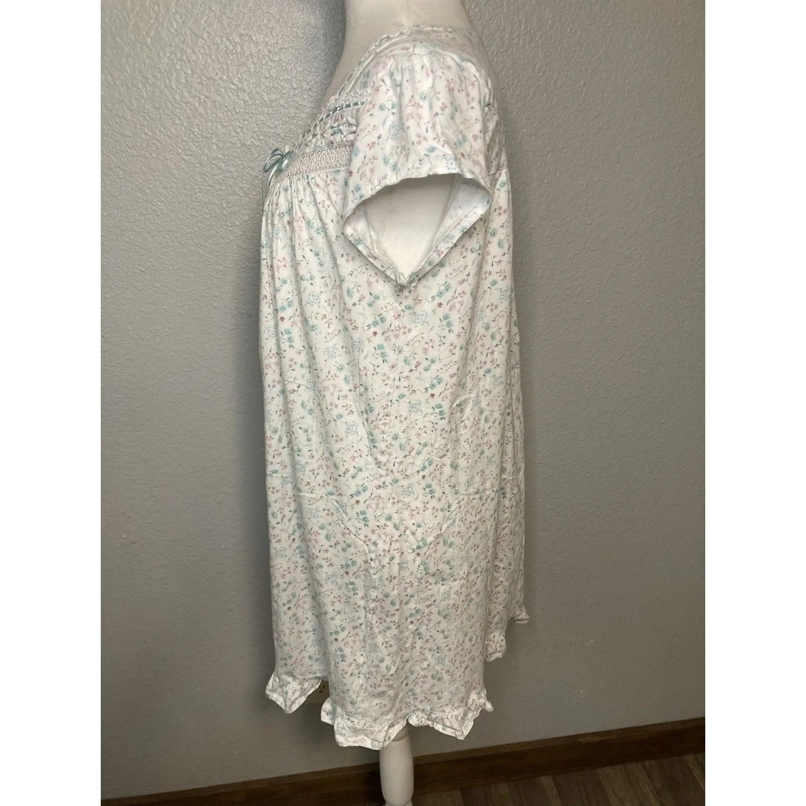 Eileen West Nightgown Floral Ballet Sleeveless Babydoll Lace Trim Cotton Medium - Image 6