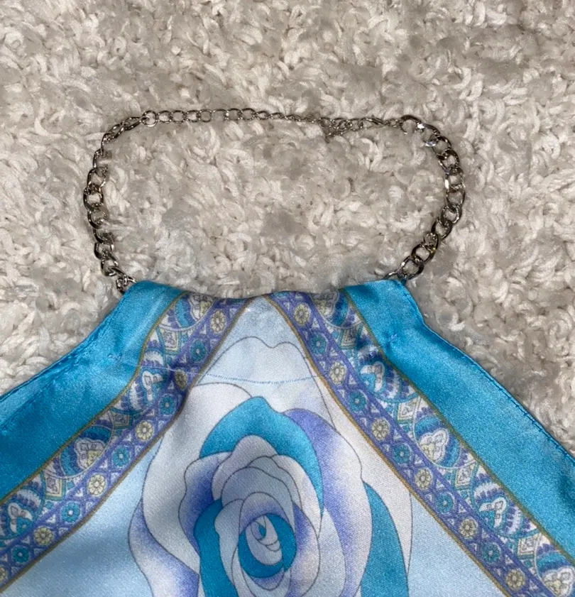 Custom Blue Rose Silk Crop Top  - Image 4
