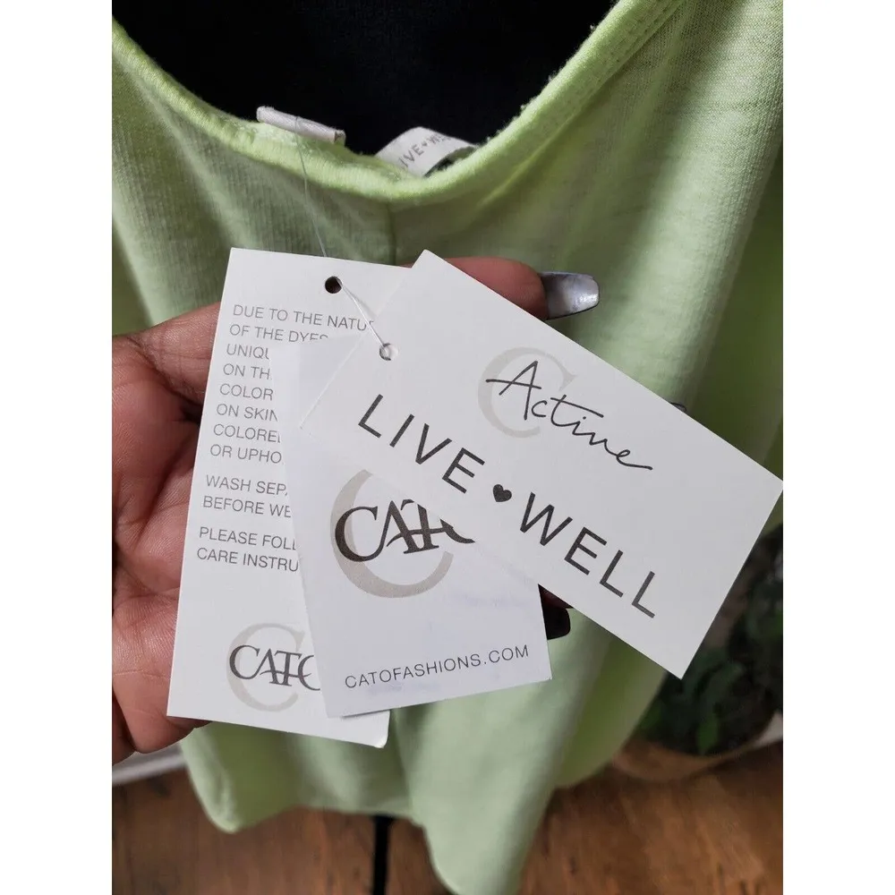 Live Well Womens Green Solid Cotton Round Neck 3/4 Sleeve Top Blouse Size 26/28W - Image 6