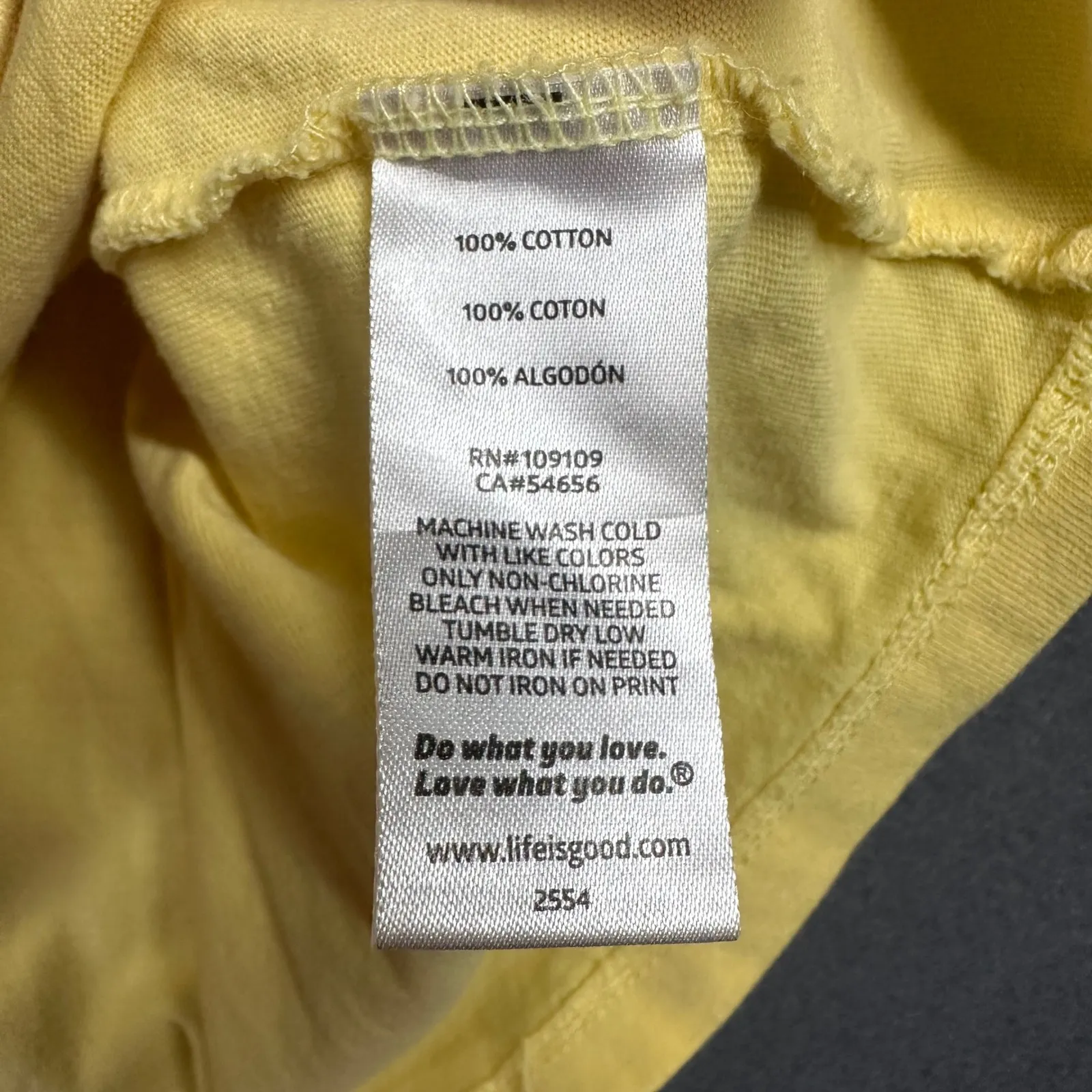 Life is Good Crusher Tee Womens XXXL Yellow Crew Neck Sewing Machine Graphic T - Image 5