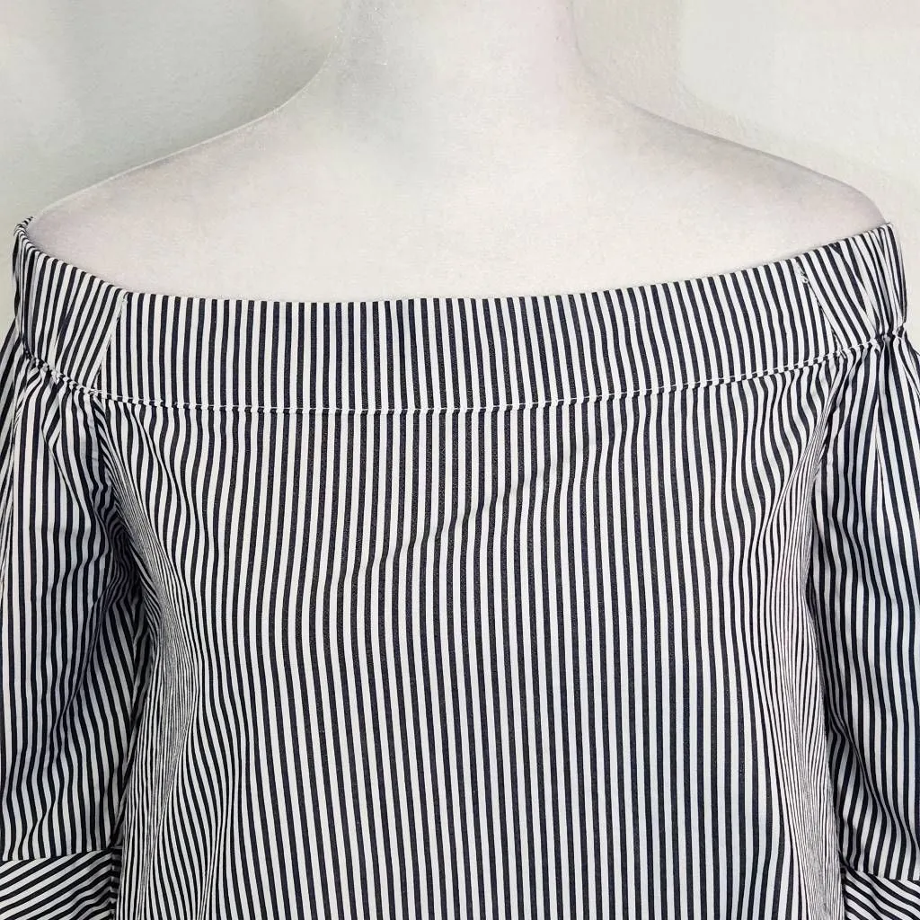 Cupio Navy Stripe Off the Shoulder Top Size Medium Preppy Striped Top - Image 3