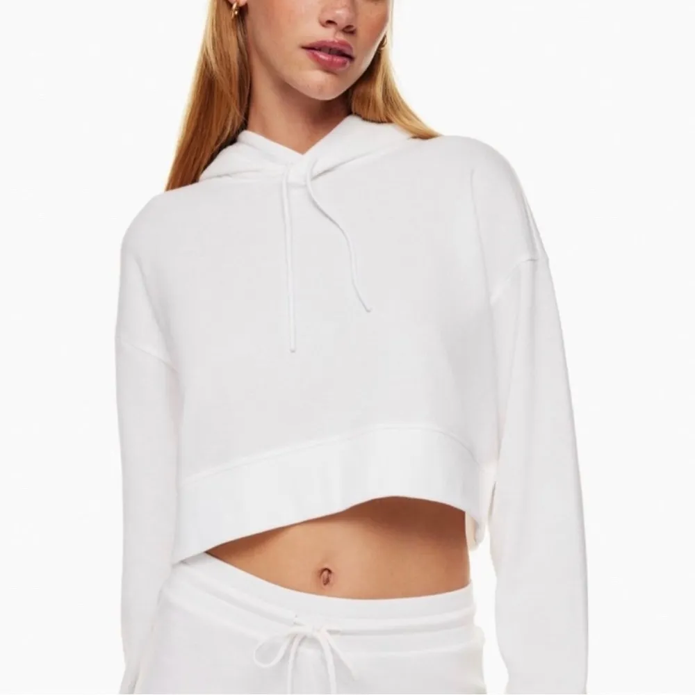 Aritzia Sunday Best Baby Waffle Thermal Cropped Relaxed Hoodie Sweatshirt Taupe - Image 2