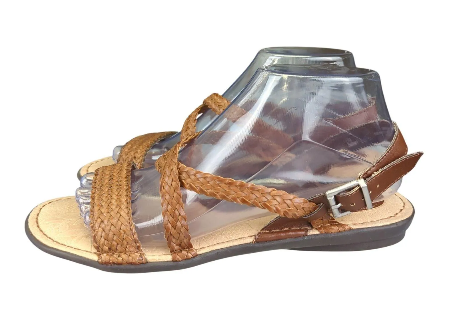 BOC Dena Brown Braided Strappy Ankle Buckle Sandals Women's Size 8M Summer Shoes - Image 2