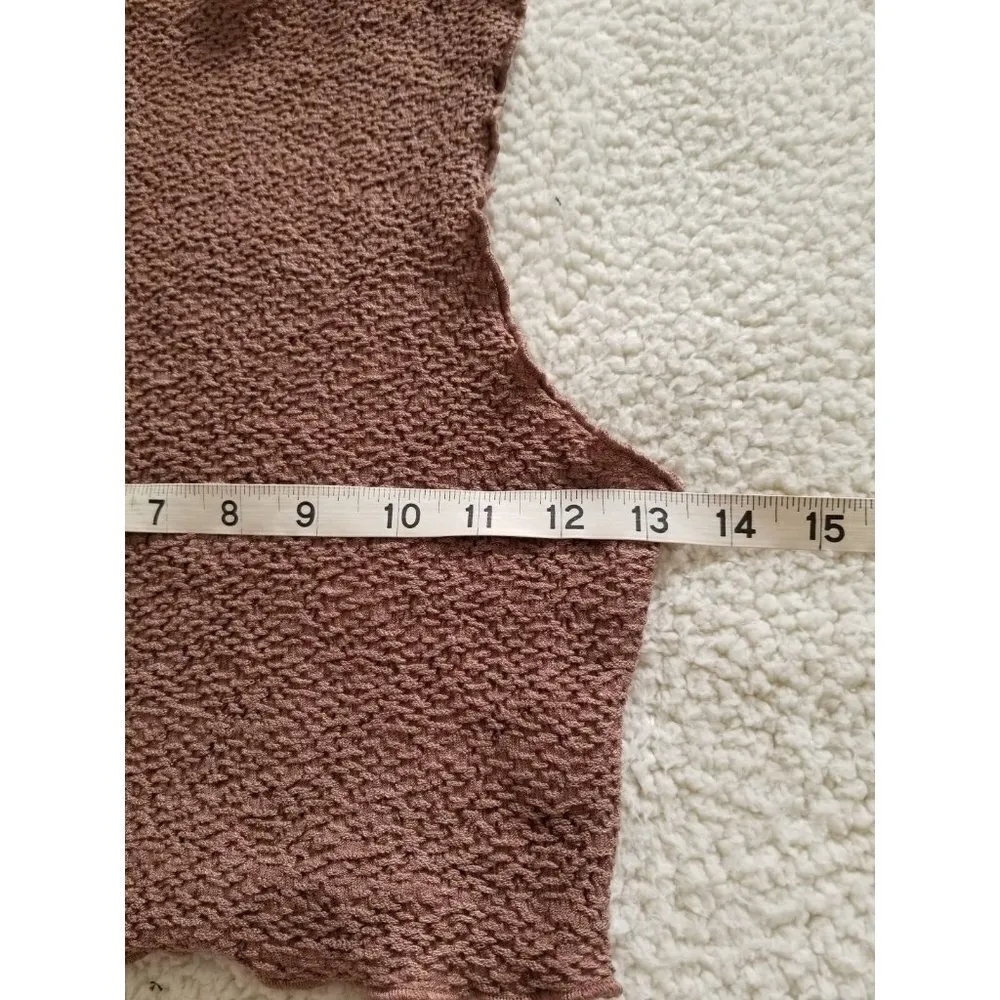 Naked Wardrobe Sleeveless Textured High-Neck Cropped Top Brown Women's Size M - Image 4
