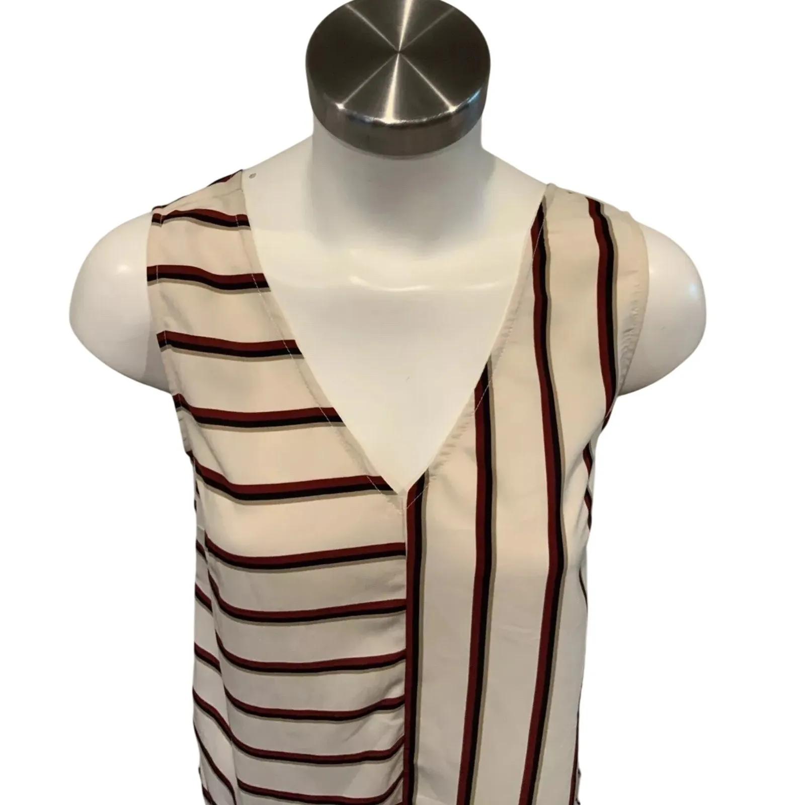 Sunday in Brooklyn Striped Sleeveless‎ Blouse Top XS Evereve NWT Ivory Red Black - Image 5