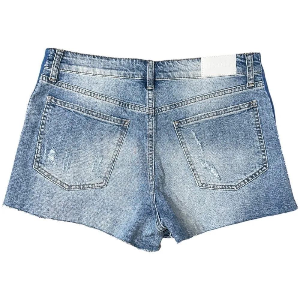 Pistola Women’s Size 30 Light Blue Wash Tuxedo Striped Cut Off Jean Shorts - Image 2