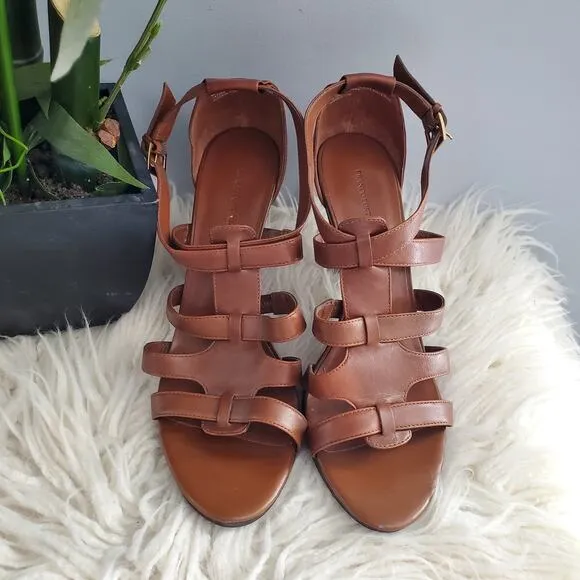 Franco Fortini Korbin Brown Strappy Leather Open Toe Heels Sandals Size 11M - Image 2