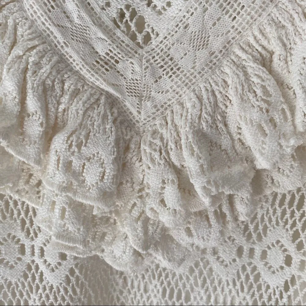 Maje Limba Cream Lace Long Sleeve Ruffle Shirt - Image 7