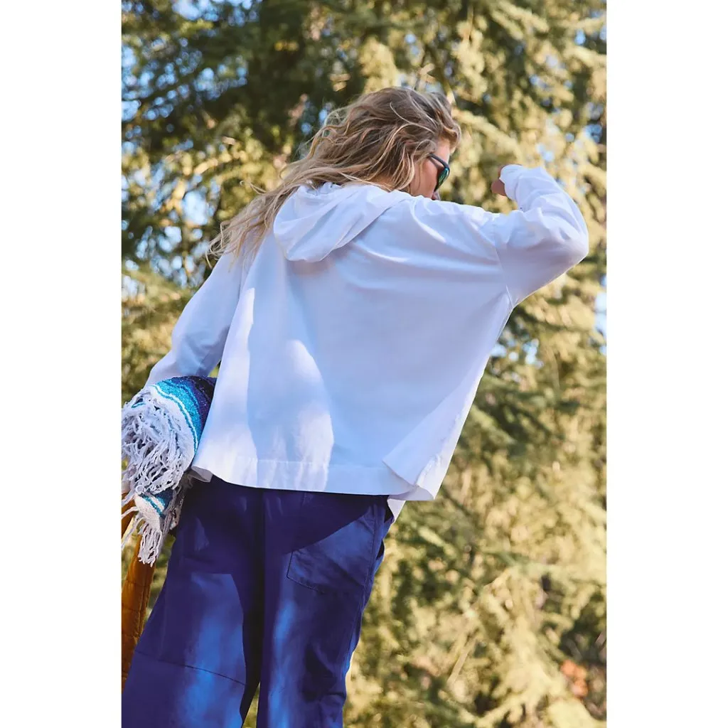 FREE PEOPLE Movement Hot Shot Stretch Cotton Fleece Hoodie in White Size Medium - Image 2