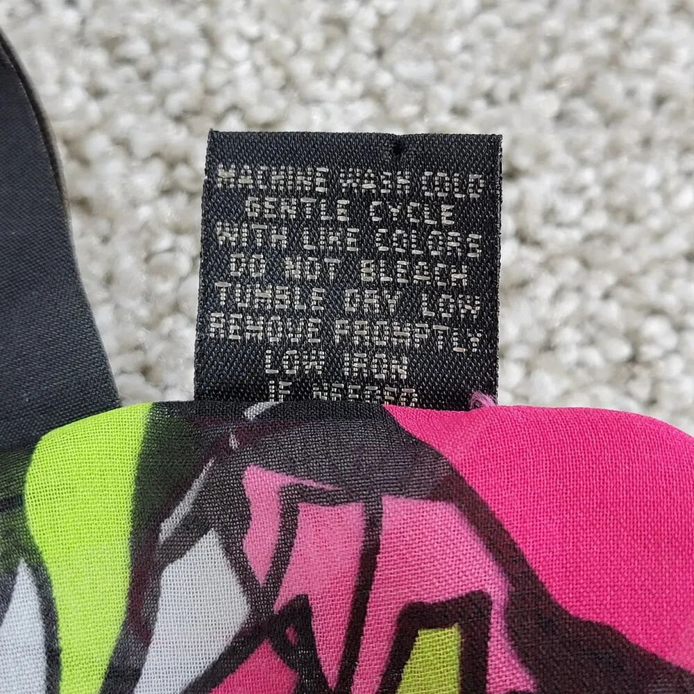 Nue Options Bloluse Womens PXL Pink Green Abstract Floral Button Up Tie Hem Fun Size undefined - Image 12