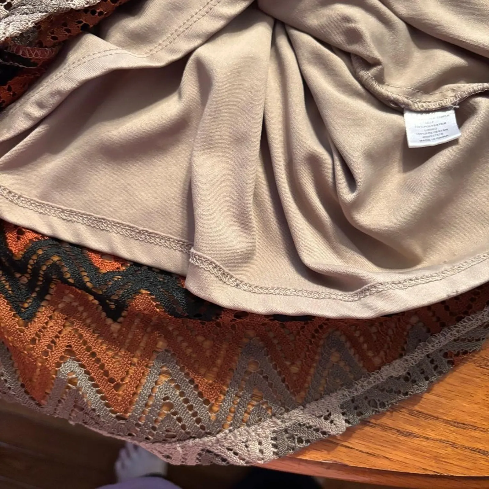 Tacera Blouse 3/4 Sleeve Crocheted Chevron Pattern Size 1X Fall Autumn Boho - Image 6