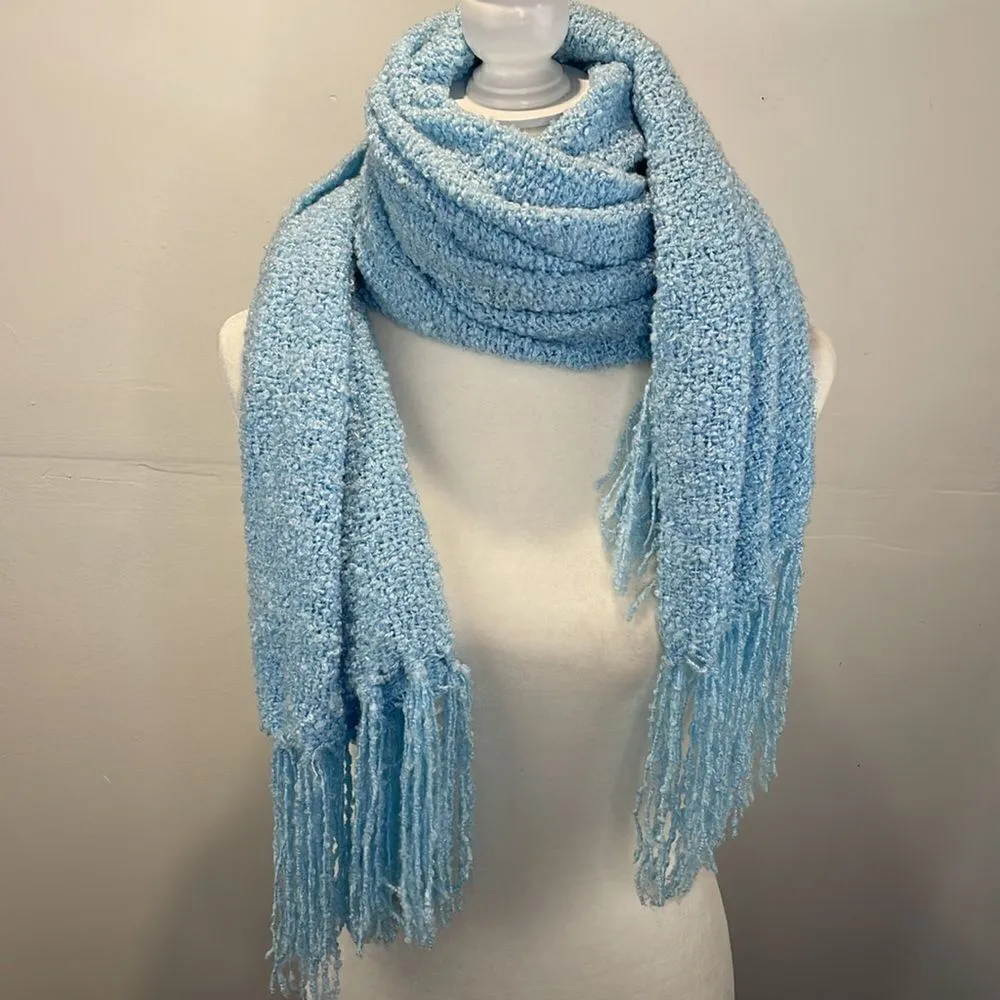 Blue Winter Knit Scarf Warm Thick Wrap Pattern Long for Outdoors - Image 5