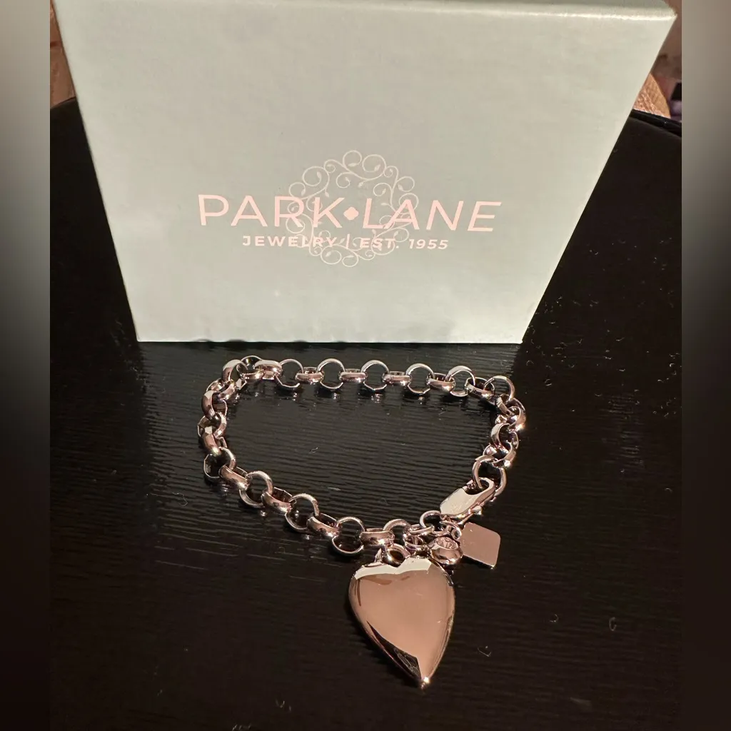 Park Lane Cherish Puffed Heart Charm with a Crystal Dangle Accent Bracelet NIB - Image 2