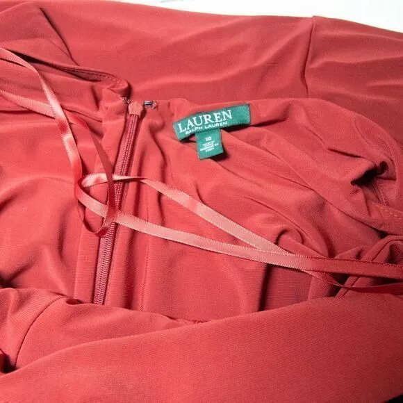 NWOT‎ Lauren Ralph Lauren matte jersey jewel feature dress, Ruby red, Size 10 - Image 10