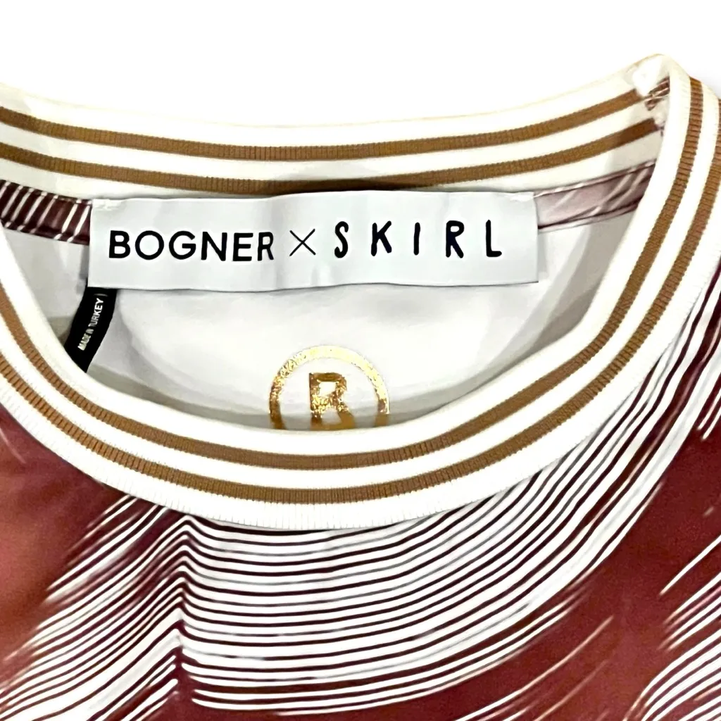 Bogner X Skirl Luxury Metallic Swirls Logo Old Money T Shirt Size 12 - Image 2