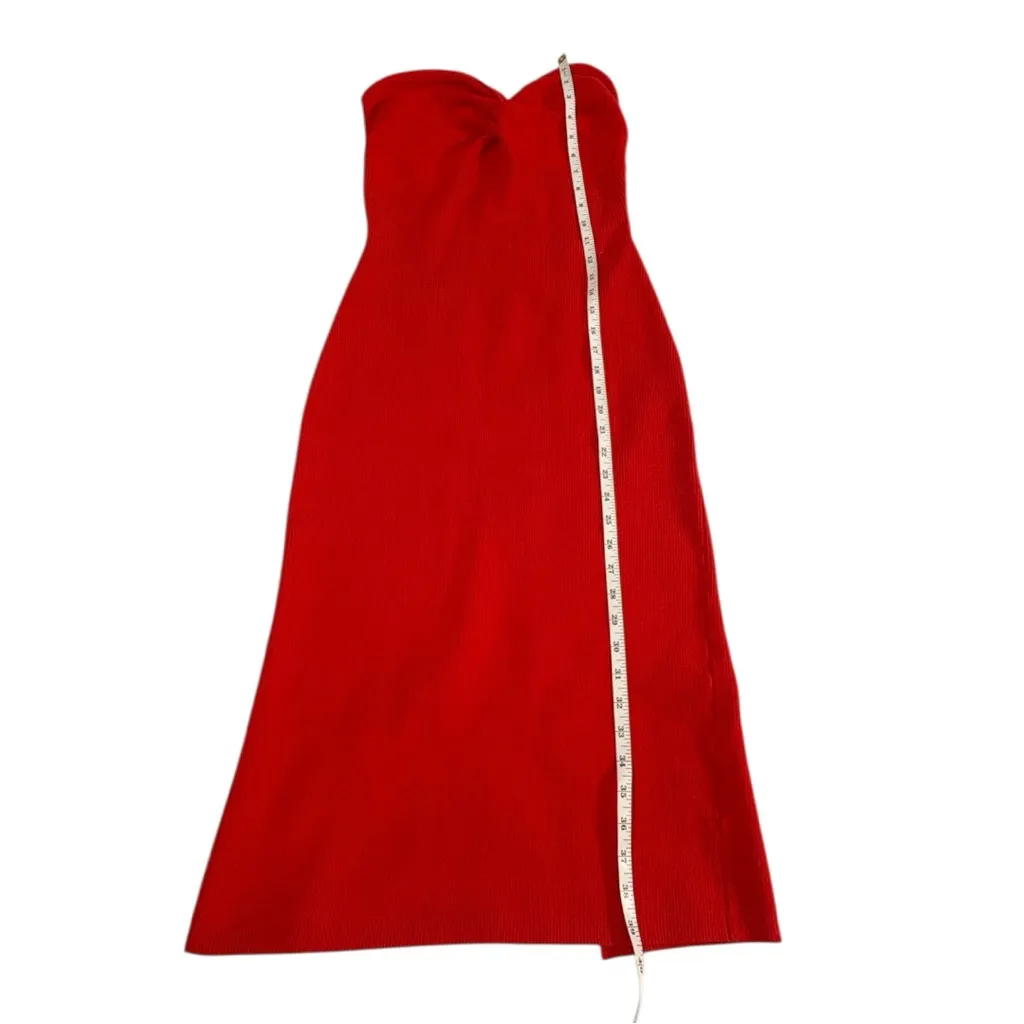 Red Knit Strapless Sweater Midi Dress Women’s Medium Bodycon Sexy Date Night - Image 6