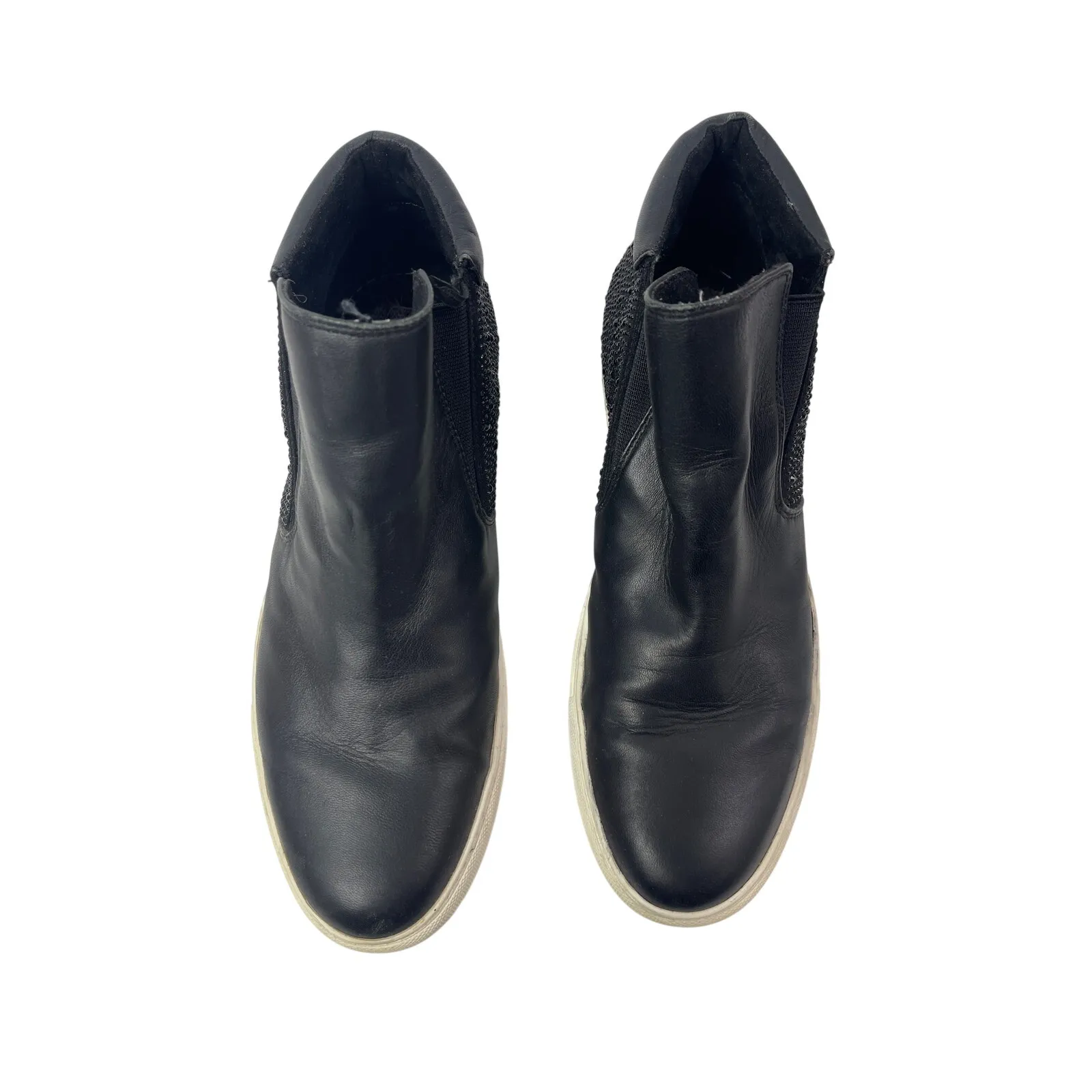 Kenneth Cole Kalvin Black Leather Beaded Slip On High Top Sneakers Shoes Size 10 - Image 2