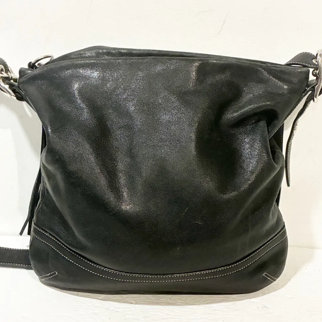 Coach 1414 Soho Slim Y2K Black Leather Hobo Fringe Tasseled Shoulder Bag - Image 6