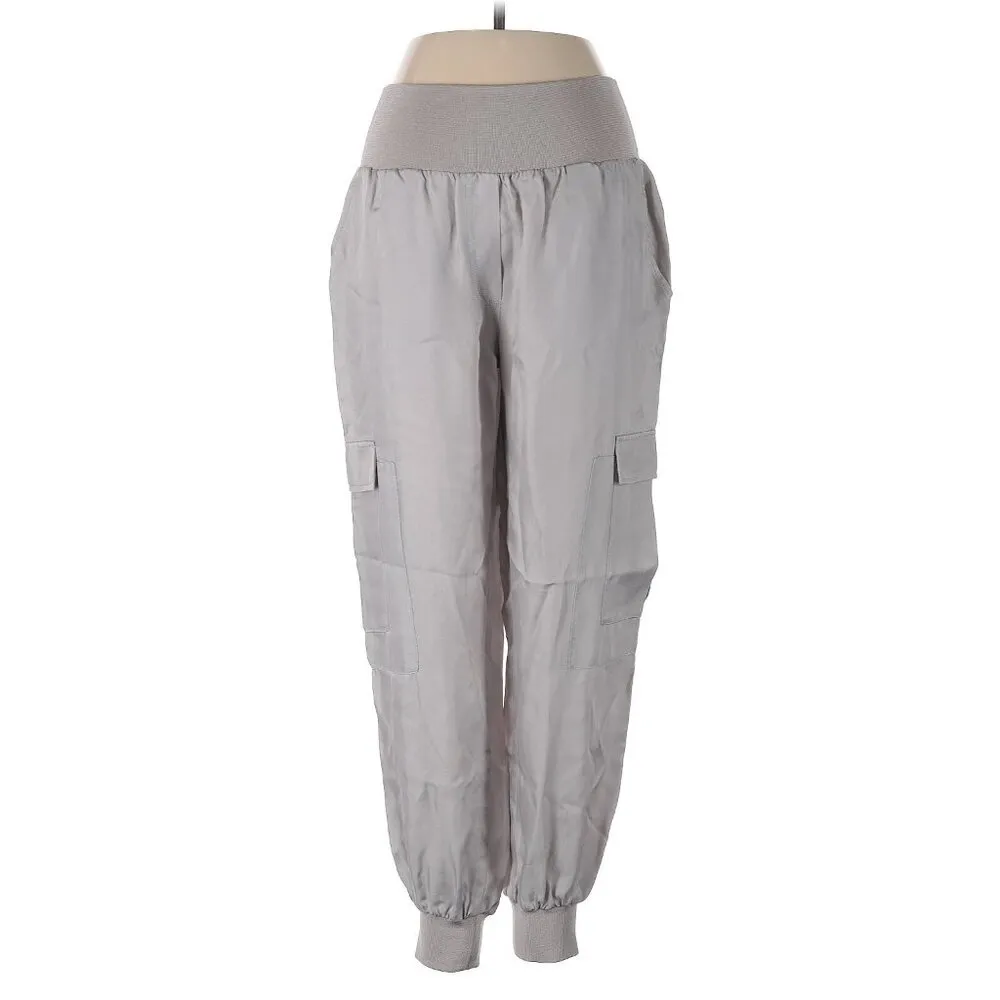 NWT Cinq a Sept Tous Les Jour Giles Joggers in Grey Skies Satin Pull - Image 3