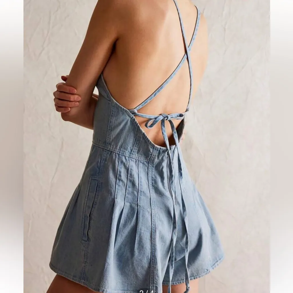 Women's Light Blue Denim Romper Size L - Image 9