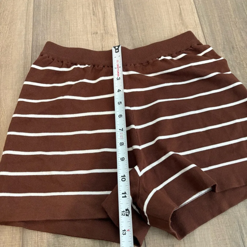 Striped Sweater Sweat‎ Shorts brown white size small - Image 4