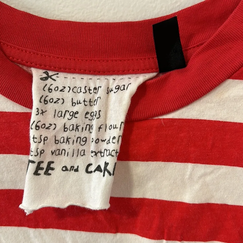 TOPSHOP 'Williamsburg' Embroidered T-Shirt by Tee & Cake Red and White Stripe - Image 3