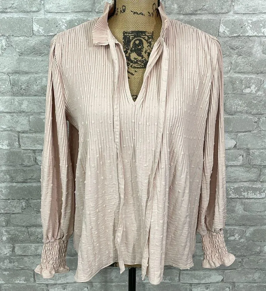 Max Studio Blush Crepe Clip Dot Blouse - Image 2