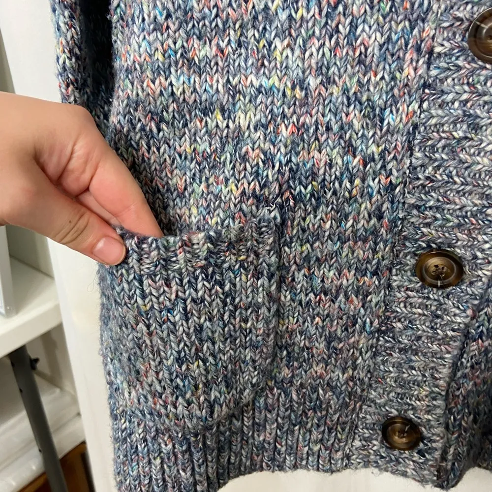 EUC Coldwater Creek women’s blue multicolor speckled knit pocket button cardigan - Image 5