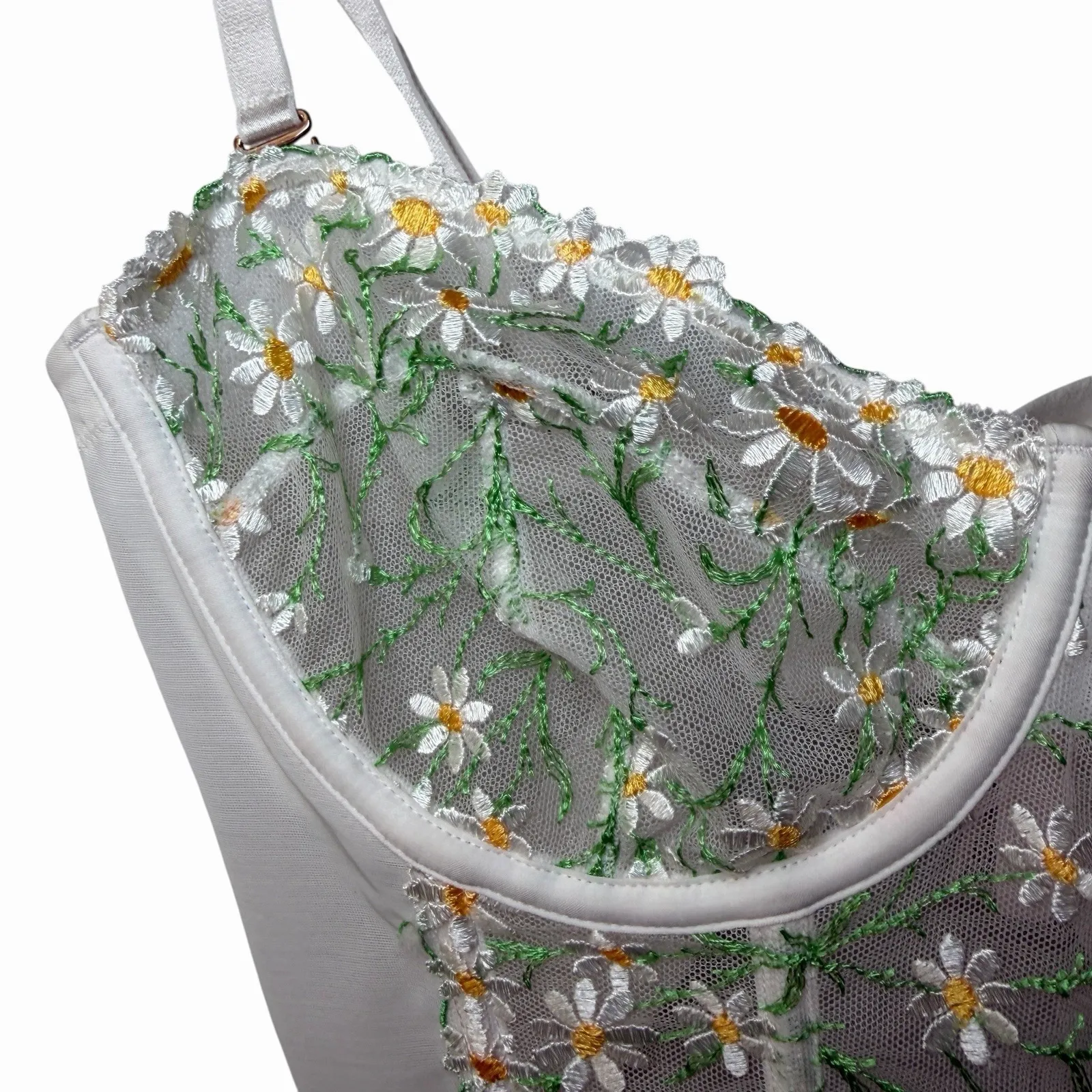 Victoria's Secret Dream Angels Daisy Embroidered Bustier Corset Top 36C White - Image 5