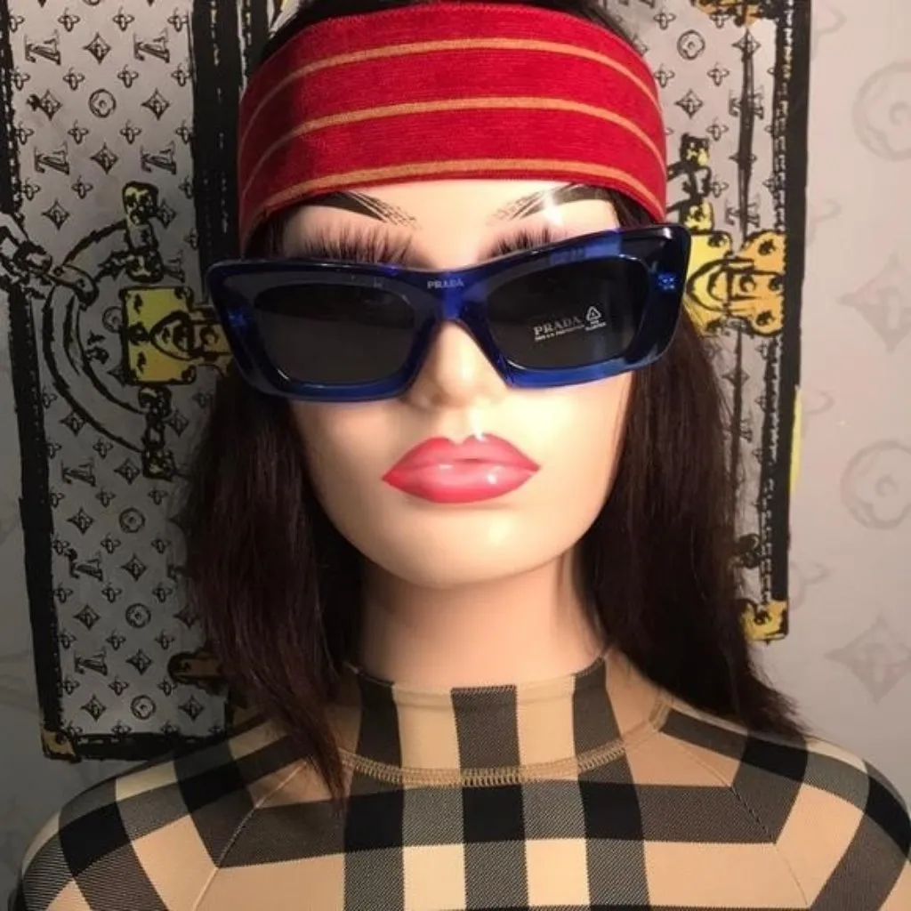 New Authentic Prada PR13Z Sunglasses – Blue Frame / Grey Lenses, Square Shape - Image 8