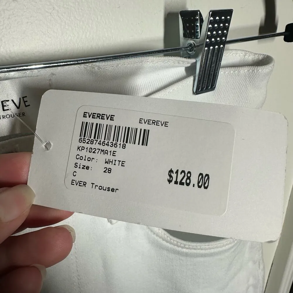 NEW Evereve White Ever Trouser Jeans Denim Size 28 Women's High Rise Straight - Image 6