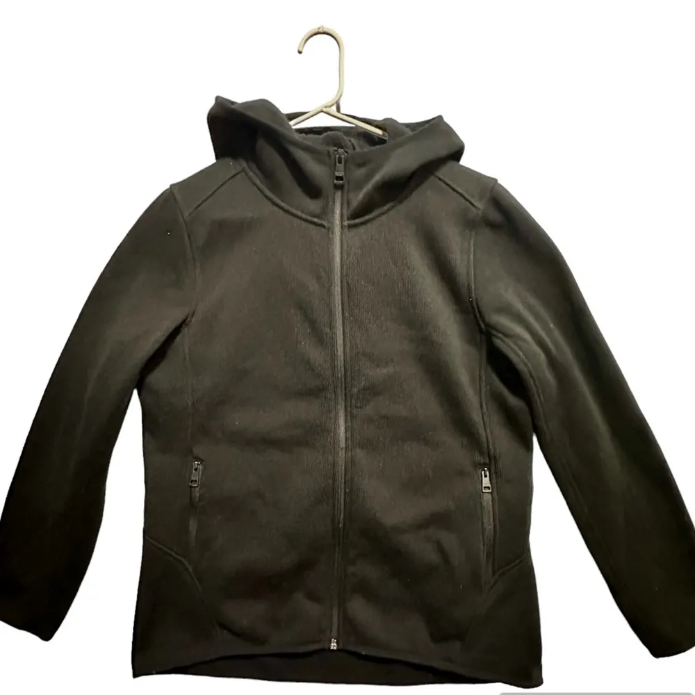 ANDREW MARC Women Jacket Hooded Black Knit Fleece Full Zip Size Large L - Image 2