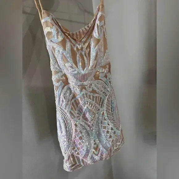 Lucy in the Sky Starstruck Iridescence Dress Nude - Image 3