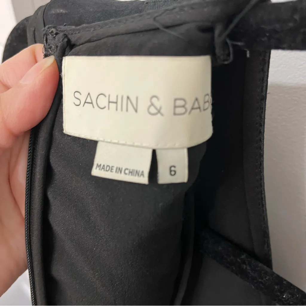 Sachin + Babi Structured Black Evening Gown 6 Ruffle cap sleeve Black Tie Formal - Image 5