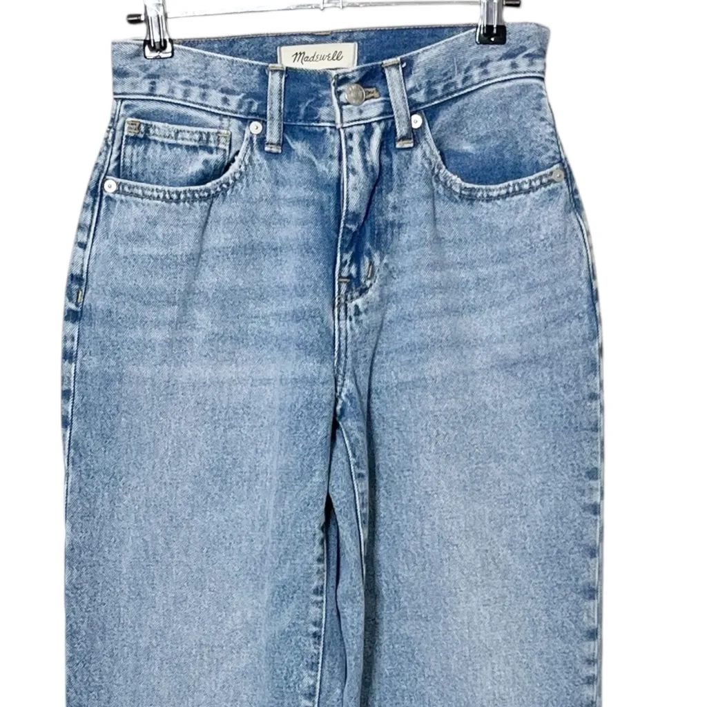 Madewell Petite Baggy Straight Jeans Size 24P Blue Olvera Wash Y2K Casual Denim - Image 3