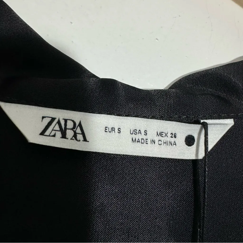 NWT Zara‎ Black Satin Blouse With Embellished Jeweled Wide Cuffs Size Small - Image 8