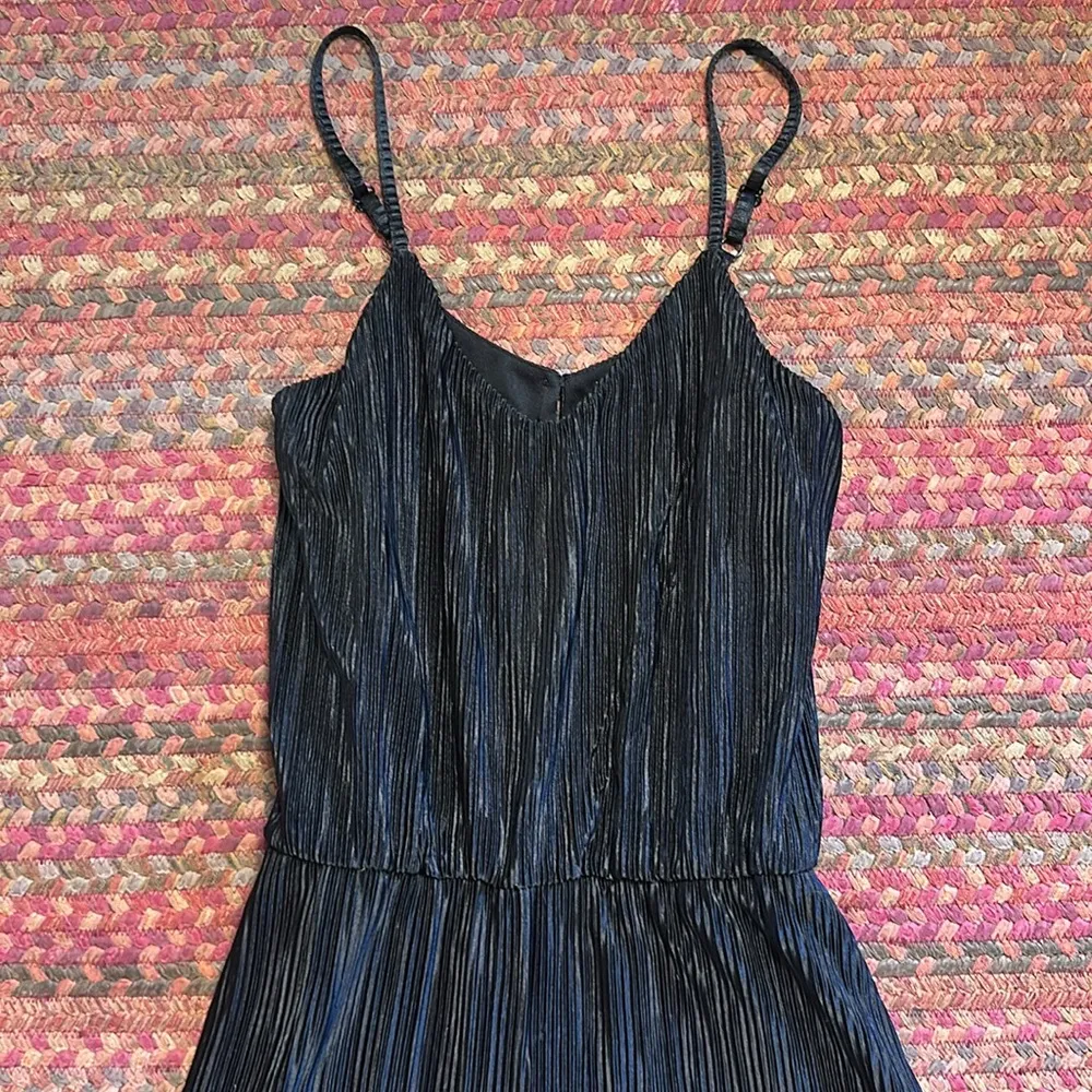 BLACK CRINKLE ONE PIECE JUMPSUIT WIDE LEG - Image 2