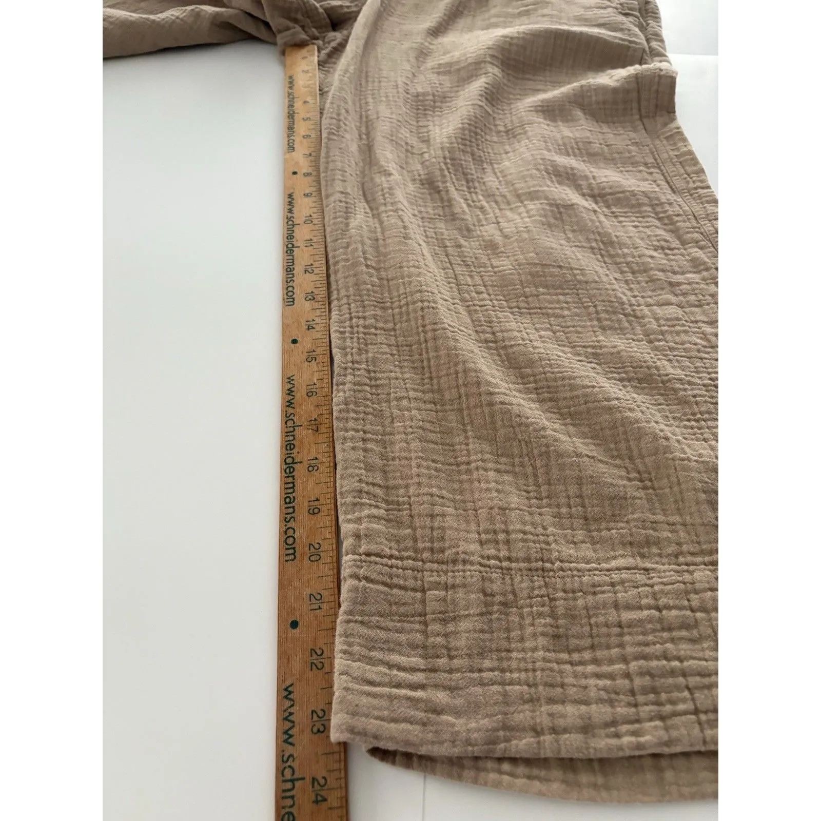 Coldwater Creek Wide Leg Gauze Cropped Pants Size Large Tan Lagenlook Beach Vaca - Image 13