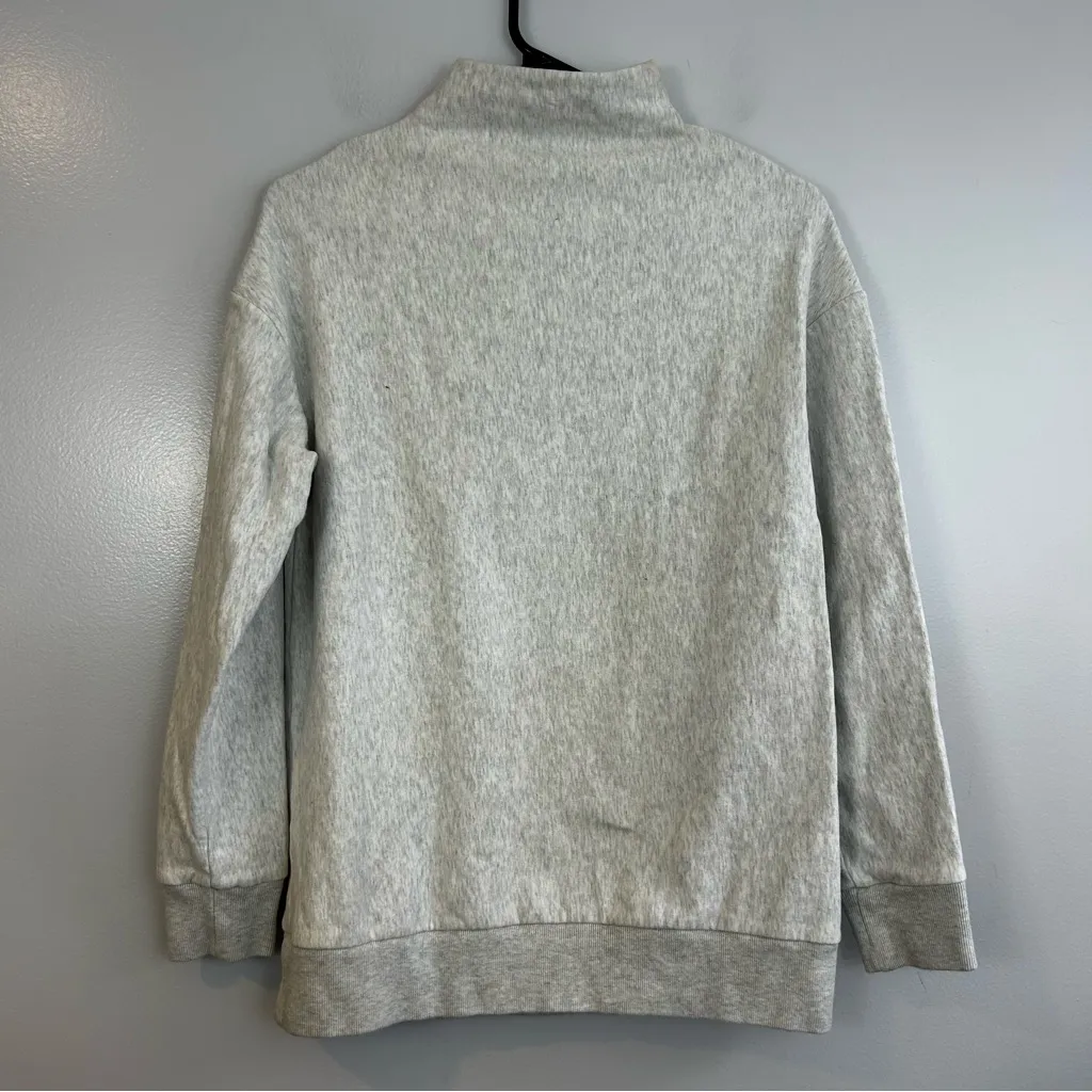 Theory Renika Mock Neck Heathered White/Grey Sweatshirt Size Tall Petite - Image 9