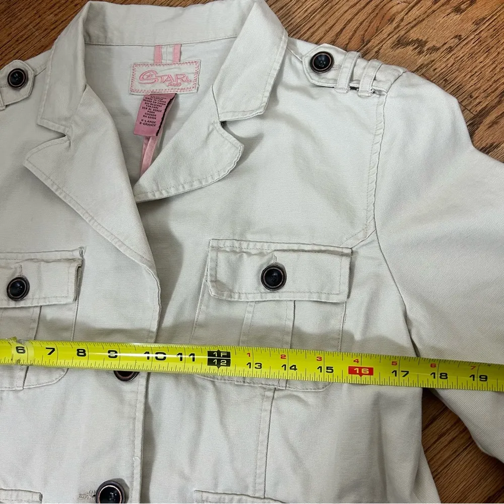 Y2K Star Jeans | Khaki Utility Jacket Tan Size XL - Image 13