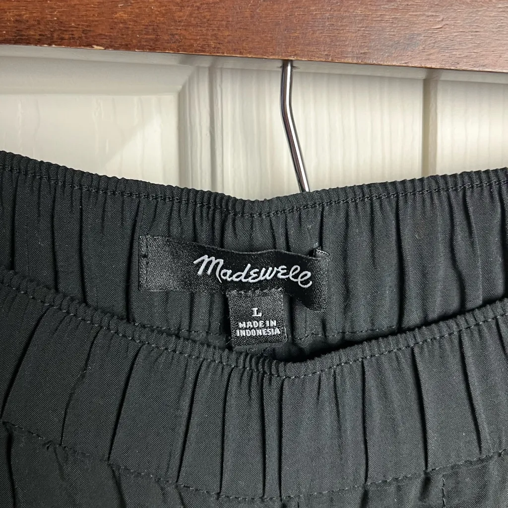 Madewell Wide Leg Elastic Waist Lightweight Pants Size Large Black - Image 2