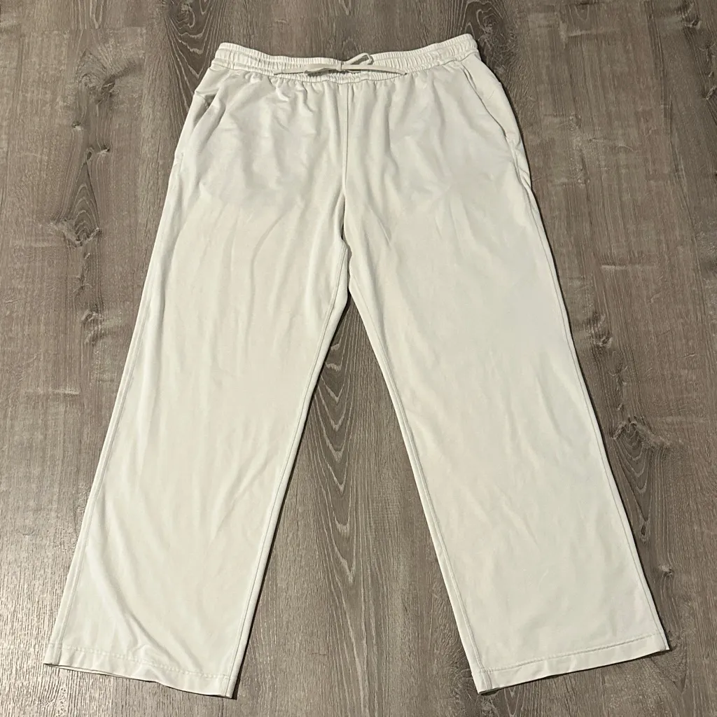 Lululemon 14 Women’s Soft Jersey Cream Straight Leg Mid Rise Casual Lounge Pants - Image 4