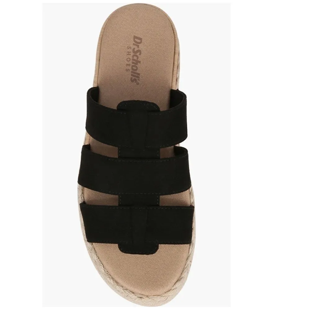 Dr. Scholl's Electric Platform Wedge Sandal, Cushioned, Black/Tan, Size 9, NWT - Image 9