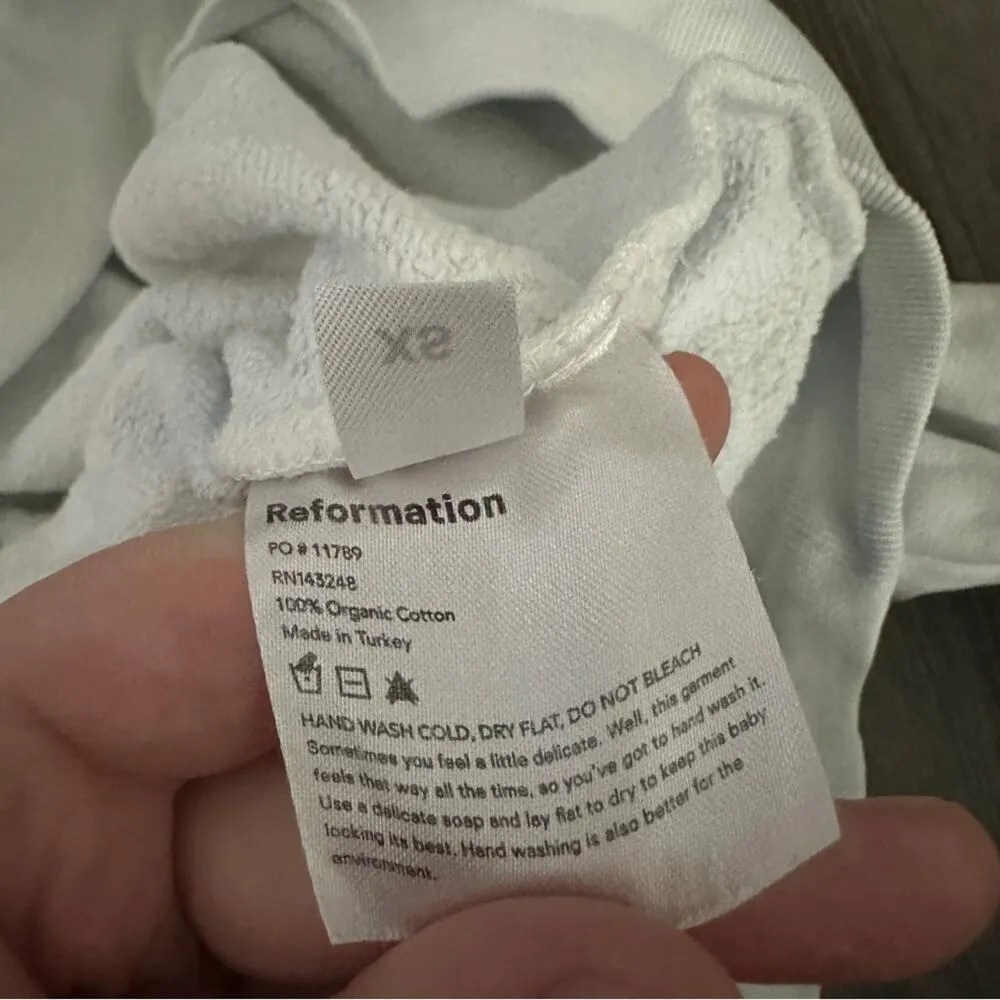 Reformation Tanner White & Blue Light Tie Dye Long Sleeve‎ Hoodie in Tornado XS - Image 8