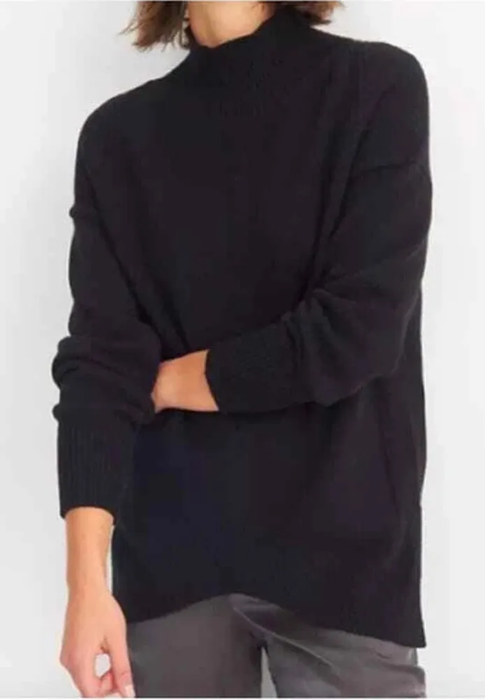 Maeve Anthropologie Black Mock Neck Asymmetrical Pullover Sweater Size Large - Image 1