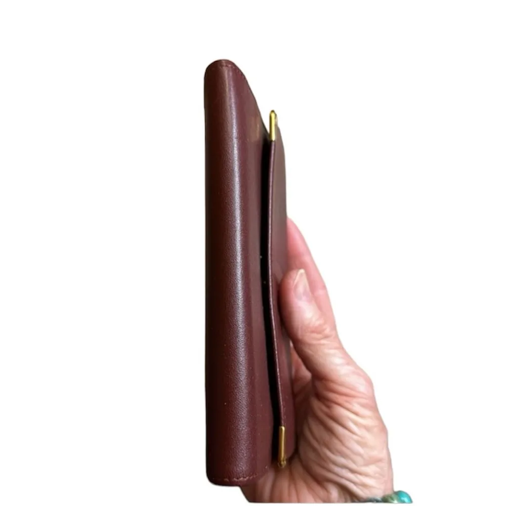 Cartier Paris  Burgandy Calfskin Vintage Wallet, Kisslock Coin Compartment. COA - Image 4