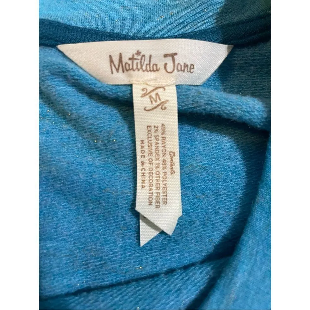 Matilda Jane Wonderment Our Song Sweatshirt 3/4 Sleeve Women's Sz M Teal… - Image 4